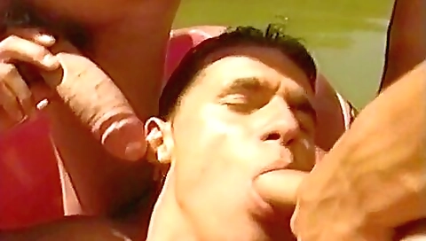 Sexy blonde slut gets fucked by two guys