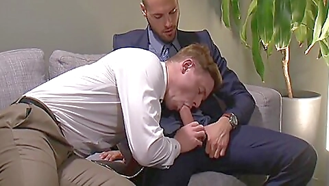 Slutty blonde slut gets fucked by two men